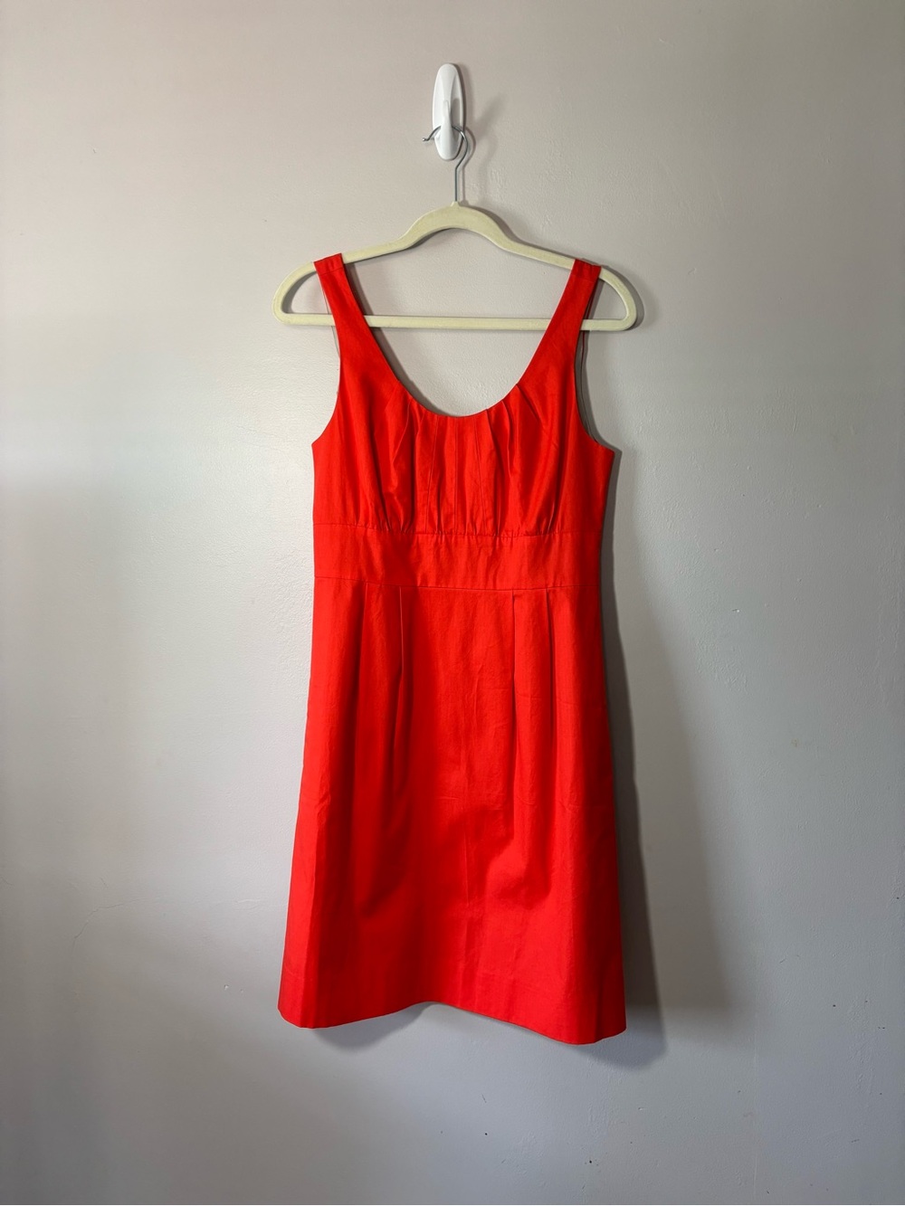 NWT. J CREW Suiting Shift Dress Women Size 8 Pleated Sleeveless Reddish/Orange